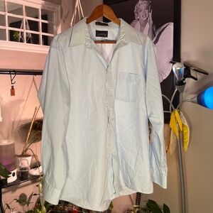 The Arrow Company Dress Shirt Mens 17.5 Light‎ Blue Good Wrinkle Free Broadcloth